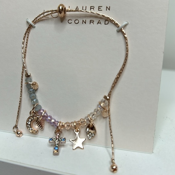 Lauren Conrad Charm Bracelet/Anklet In Rose Gold. Adjustable. New - Picture 3 of 8